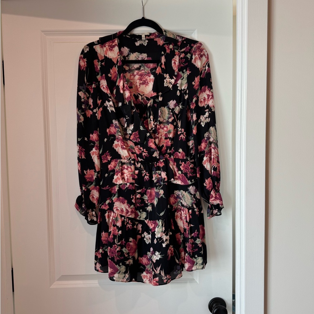 Joie Floral Mini Dress - Black and Pink